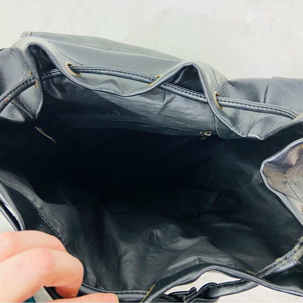 Unbranded Black drawstring Leather Backpack - image 11